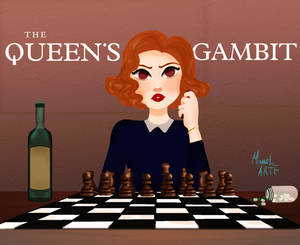 紅髮女子在附近有酒瓶和藥丸的情況下下棋。 — 黛米·洛瓦托 壁紙