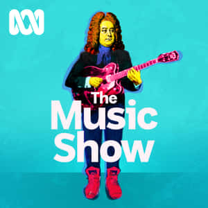 歷史人物彈奏粉紅色電吉他，附有'The Music Show'文字。 — iPad Pro 12.9 壁紙