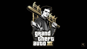 Grand Theft Auto III 標誌，角色手持球棍和槍 — 蝙蝠車 壁紙