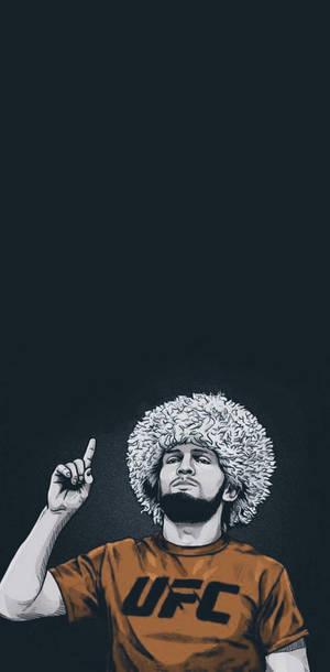 留著捲曲爆炸頭的男人穿著橙色UFC襯衫在深色背景上向上指。 — 終極格鬥冠軍賽 壁紙