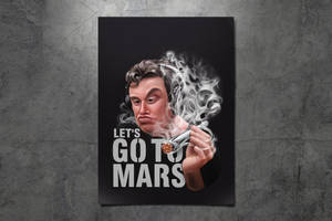 戴著耳機的男子手持帶有 LET'S GO TO MARS 文字的電子煙筆呼出煙霧。 — 火星人布魯諾 壁紙