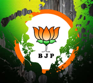 BJP 的政治標誌，橙色蓮花在 grunge 綠色和黑色背景上。 — 印度國旗 壁紙