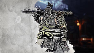 穿著精細盔甲的武士戰士在黑暗環境中手持帶刺武器。 — 榮耀戰魂 壁紙