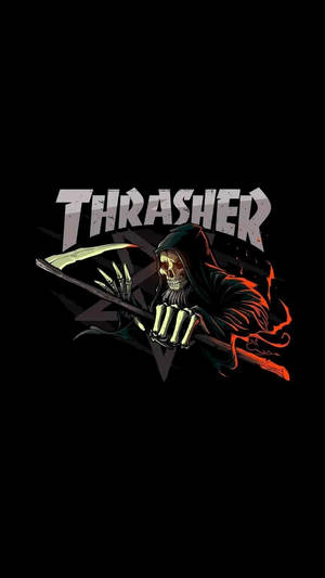 死神在Thrasher標誌下持鐮刀 — Thrasher 壁紙