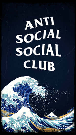 一個大波浪和船隻在粗體白色文字 Anti Social Social Club 下方。 — 舊金山 iPhone 壁紙
