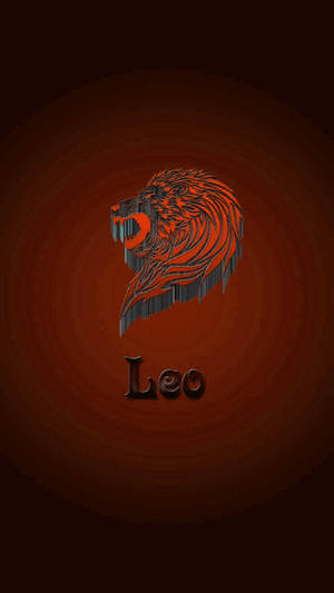 一個風格化的獅子頭圖形，下方有「Leo」字樣，背景為紅色漸變。 — 獅子座 壁紙