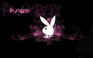 Playboy兔子標誌，黑色背景上有粉紅色塗鴉。 — 花花公子 GIF 壁紙