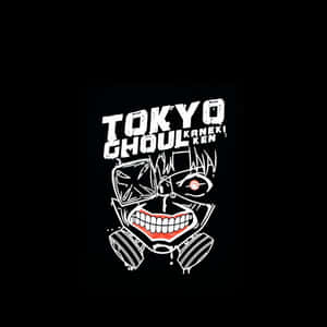 動漫角色東京喰種的金木研，戴著防毒面具，露出尖牙和紅色眼睛。 — iPad Pro 13 壁紙