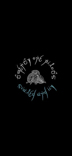 一個發光的白色龍標誌，帶有彎曲的腳本文字，位於黑色背景上。 — 寒冷 壁紙