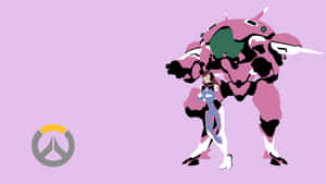 Overwatch駕駛員在粉紅色機甲中，背景為薰衣草色 — 鬥陣特攻 壁紙