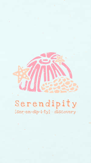 粉紅色貝殼和海星插圖，帶有 Serendipity 字樣 — 可愛又粉嫩 壁紙