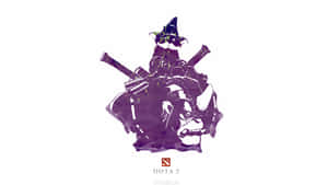 Dota 2英雄，戴著巫師帽，交叉雙劍，紫色剪影。 — 電玩遊戲 GIF 壁紙