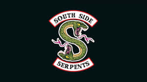 South Side Serpents標誌，特色是一條綠色蛇形成字母S，帶有粉紅色尖牙和舌頭。 — 乾淨 壁紙