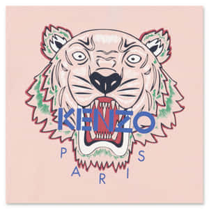 Kenzo Paris 老虎頭標誌插圖，背景為粉紅色。 — 小老虎 壁紙