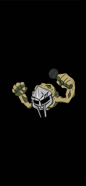 裝甲戰士握著麥克風彎曲手臂。 — 插畫 壁紙
