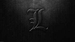 在深色六角網格背景上的光澤金屬字母L。 — L·羅萊特 壁紙