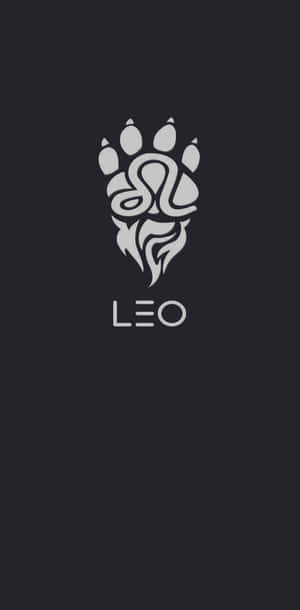銀色獅子爪標誌，帶有漩渦和鬍鬚設計，深色背景，文字LEO — 獅子座 壁紙