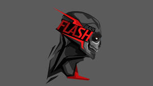 帶有紅色閃電和文字的黑色 Flash 骷髏頭標誌。 — 暗黑風格 壁紙