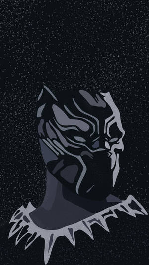 黑豹面具在單色數位藝術中的繁星夜空背景下。 — 黑色卡通女孩 壁紙