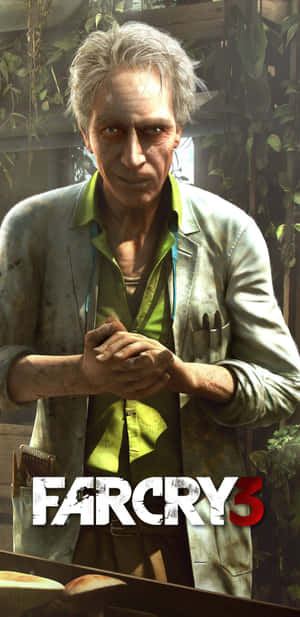 叢林中一個嚴肅的男人，帶有 Far Cry 3 標誌 — 極地戰嚎 4 壁紙