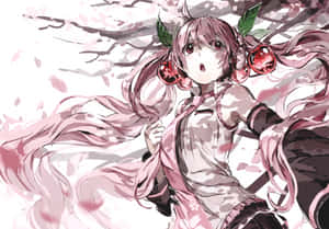 粉紅色頭髮和櫻花飾品的動漫女孩，在飄落的花瓣中飄浮。 — 櫻島麻衣 壁紙