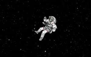 一個骷髏太空人在太空中漂浮，在星星之間手持吉他。 — 三星Galaxy 壁紙
