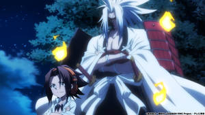 星空下帶有閃爍火焰和劍的動漫角色 — 動漫惡魔 壁紙