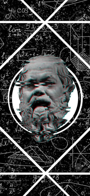 故障藝術肖像，鬍鬚男置身於數學方程式和幾何形狀之中。 — Pixel 8a 壁紙