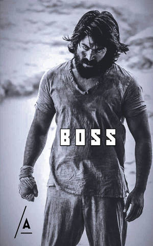 一個鬍鬚男穿著破爛衣服，眼神銳利，加上「BOSS」文字疊加。 — 寶萊塢 壁紙