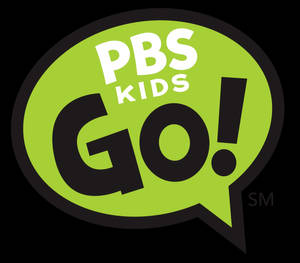 黑色背景上綠色對話氣泡內的 PBS Kids Go! 標誌。