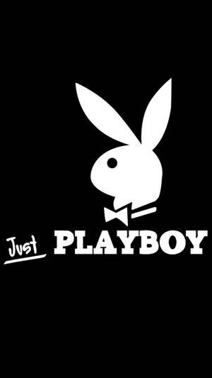 Playboy兔子標誌，帶有蝴蝶結和文字，黑色背景 — 花花公子 GIF 壁紙