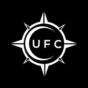 黑色背景上帶有太陽爆發設計的UFC標誌 — 終極格鬥冠軍賽 壁紙