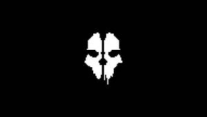 像素化白色骷髏標誌，帶有滴落效果，黑色背景 — 決勝時刻：黑色行動4 壁紙