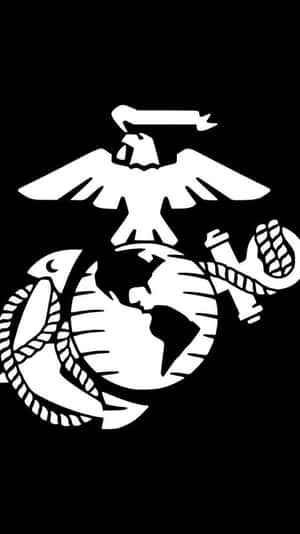 黑色背景上的白色美國海軍陸戰隊徽章 — 彩虹旗 壁紙