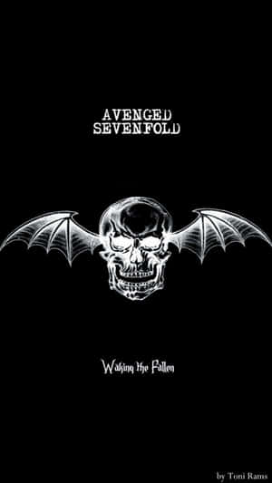Avenged Sevenfold 專輯封面，黑色背景上有一個白色蝙蝠骷髏。 — iPhone 7 Plus 壁紙