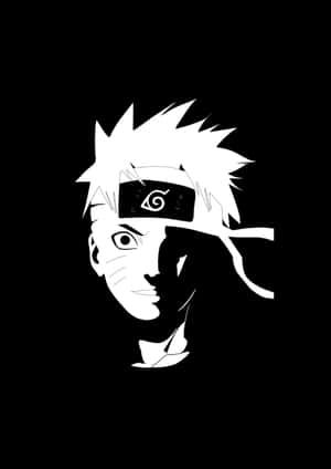 漩渦鳴人的臉部黑白剪影，一半在陰影中。 — 漩渦鳴人 壁紙