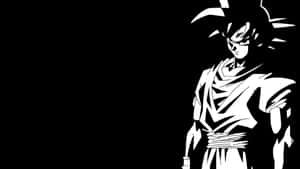 黑白動漫戰士，表情強烈，頭髮尖刺。 — 黑悟空 壁紙