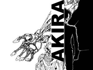 Akira漫畫封面，帶有機械手、怪物和陰影人物。 — 阿基拉 壁紙