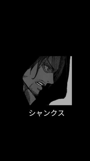黑色背景上帶有日文文字的動漫角色肖像。 — 神鬼奇航 壁紙