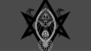 神秘符號 眼睛 三角形 翅膀 蛇 黑白 灰色 — 魔法森林 壁紙