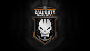 Call of Duty Black Ops II 遊戲標誌，帶有骷髏標誌，置於深色背景上 — 決勝時刻：黑色行動4 壁紙