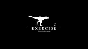 一個巨大的暴龍剪影籠罩著一個細小的人形，並帶有「EXERCISE」和「Some motivation required.」字樣。 — 最酷的桌面 壁紙