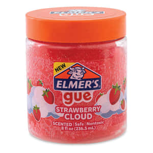 一個帶橙色蓋子的草莓香味Elmer's膠水罐。 — 粉彩色粉紅 壁紙