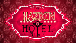歡迎來到 Hazbin Hotel 標誌，帶有發光字母和滴落的鑰匙。 — 地獄客棧 壁紙
