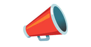 白色背景上的紅色擴音器，帶有藍色邊緣和手柄。 — 紅色圓圈 壁紙