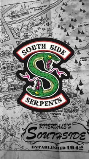手繪城市地圖上的Riverdale Southside Serpents標誌。 — 低飽和 壁紙