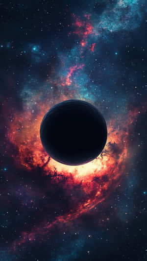 黑洞被色彩繽紛的星雲和星星包圍在深空中 — 月光 壁紙