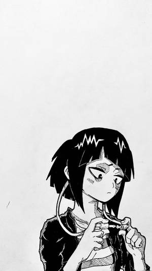 一個憤怒的動漫女孩，有著尖刺頭髮，拿著一個有線設備。 — 日本動漫 壁紙