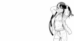 紮著雙馬尾的動漫女孩微笑整理頭髮。 — 長瀞 壁紙