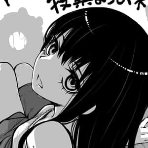 長黑髮和大眼睛的動畫女孩驚訝地向上看。 — 日本動漫 壁紙